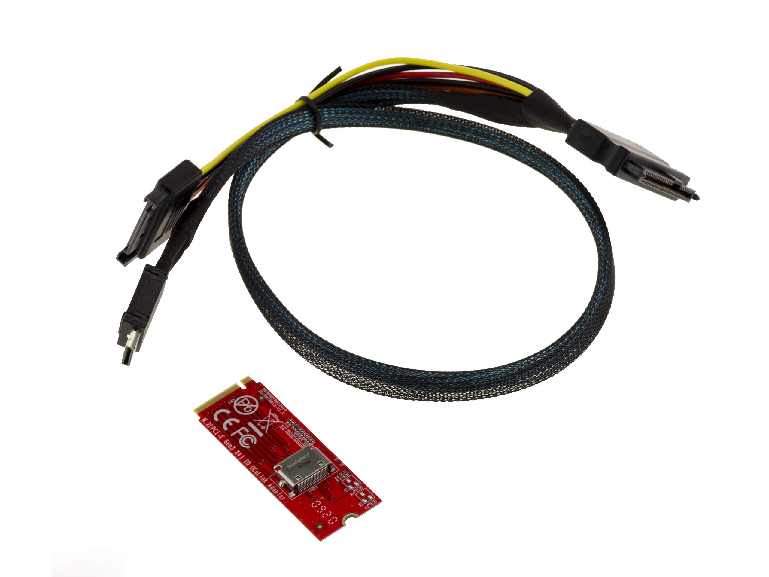 KALEA-INFORMATIQUE OCULINK SFF-8612 to M2 PCIe M Key 4 lane adapter converter. SFF-8611 to SFF-8639 cable, for NVMe SSDs.