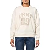 DKNY womens Rhinestone Jersey Logo Crewneck Sweatshirt