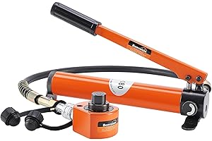 Bonvoisin 20T Hydraulic Cylinder Jack Porta Power Multi-Section 1.1” Stroke Mini Hydraulic Ram with CP-180 Hydraulic Hand Pump for Machinery Shipbuilding