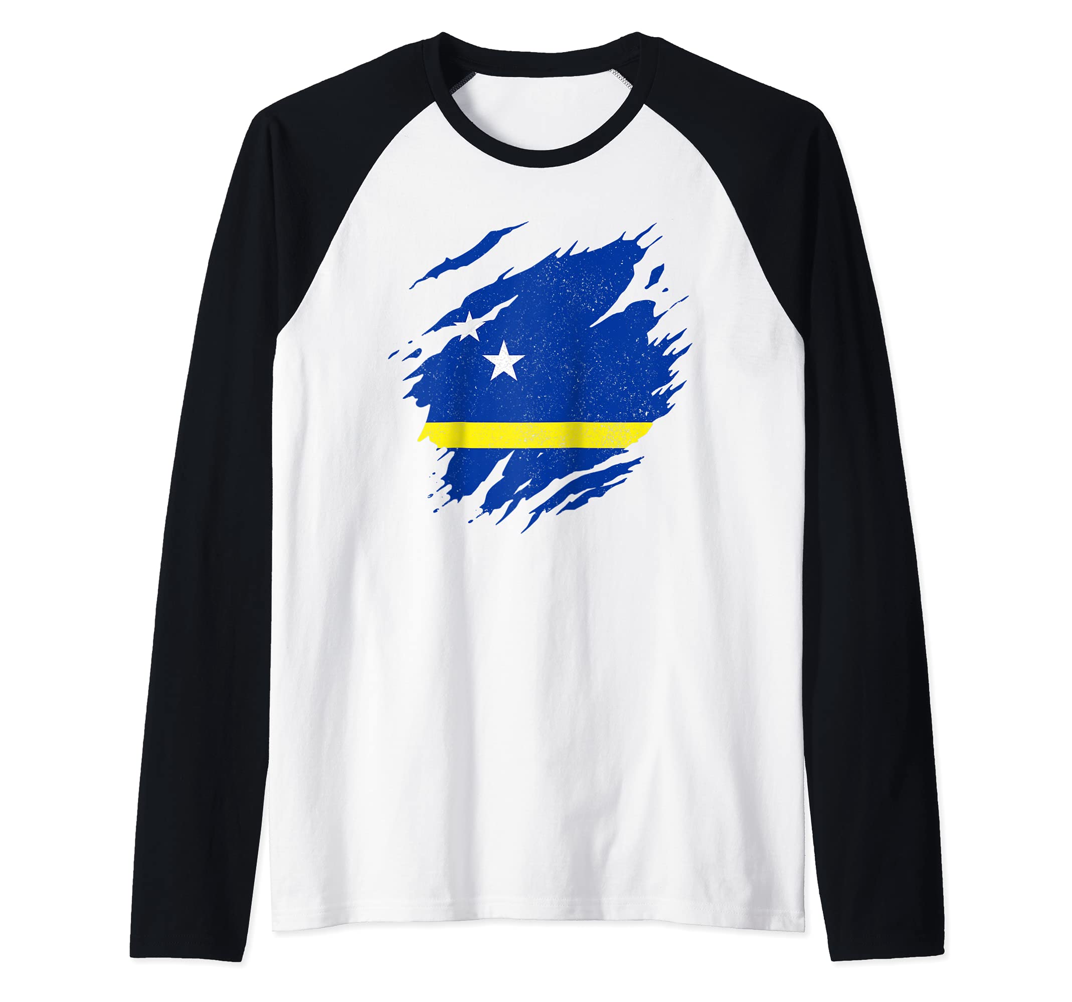 Curacao Flag Pride Caribbean Raglan Baseball Tee