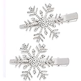 HZEYN Christmas Snowflake Hair Clips Winter Holiday Jewlry Big Crystal Snowflake Hairpin Barrette Wedding Bridal Hair Accessories (Silver)
