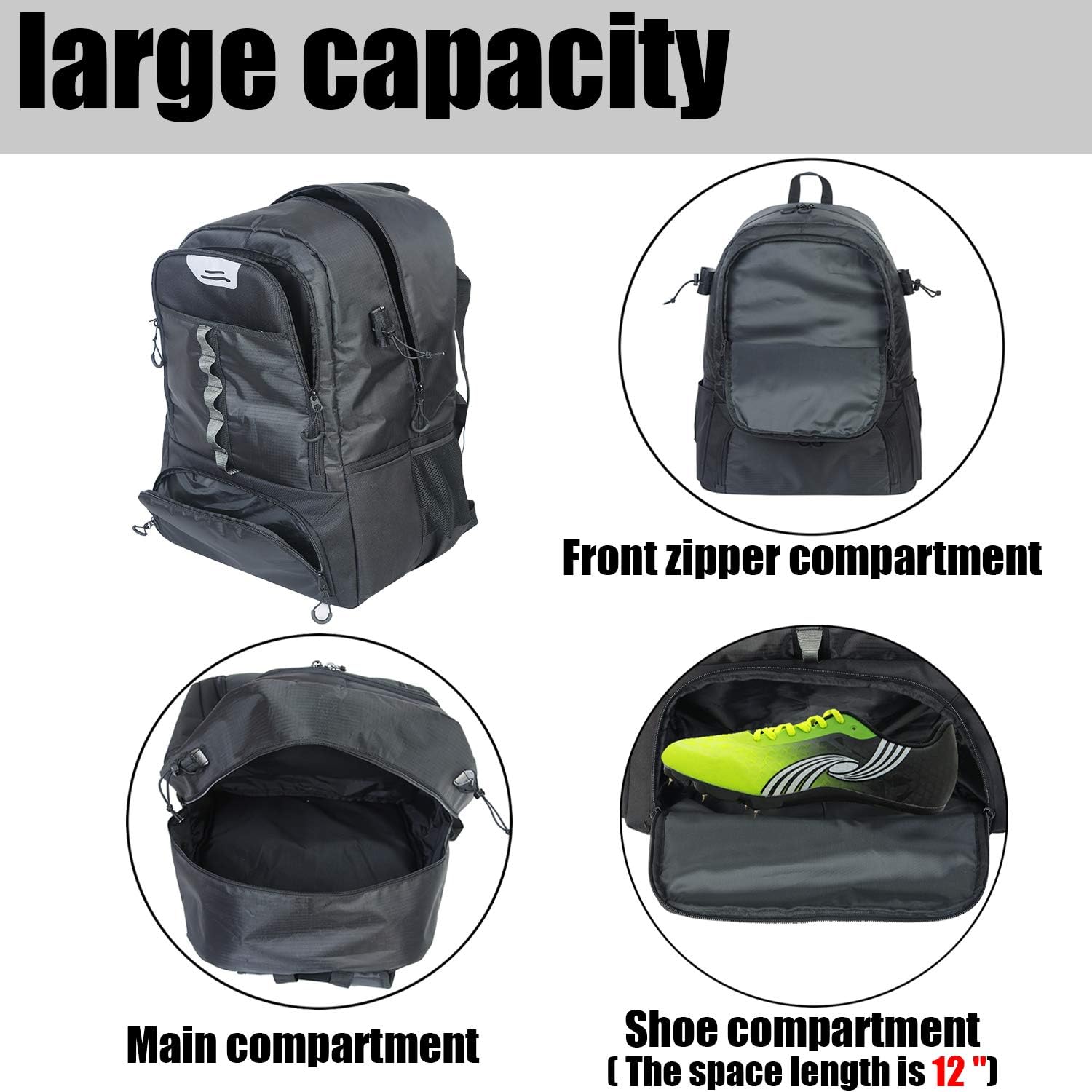SOWLAND Lacrosse Backpack Hockey Bags - Field Hockey Equipment with Two Stick Holders for Outdoor Sports Black : Sports & Outdoors