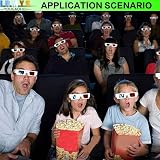LRMYS 3D Paper Glasses Red Cyan Anaglyph White Frame 10 Pairs view 4