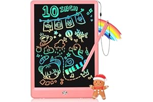 EooCoo LCD Writing Tablet for Kids, 10 Inch Colorful Doodle Board Drawing Pad, Learning Toys for Toddlers, No Mess Sketch Pads Coloring Books for Travel, Stocking Stuffers for Girls 3-12 Years