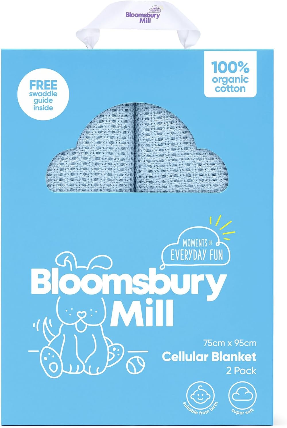 Bloomsbury Mill 2x 100% Organic Cotton Cellular Baby Blankets Pink 75x95cm