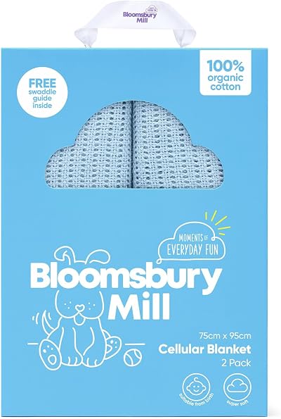 Bloomsbury Mill 2x 100% Organic Cotton Cellular Baby Blankets Pink 75x95cm