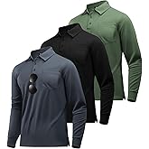 SWISSWELL 3 Pack Long Sleeve Polo Shirts for Men Moisture Wicking Work Collared Shirt with Pocket