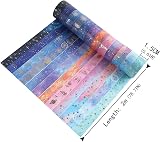 Udewo 12 Rolls Galaxy Purple Washi Tape Set 2m x 15mm Gold Foil view 2