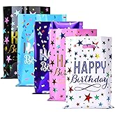 EYLEER 50 Pack Plastic Happy Birthday Party Favor Bags for Kids Birthday Party Goodie Loot Surprise Gift Goody Treat Bags for