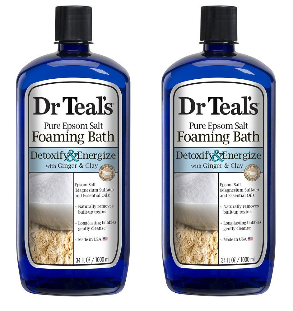 Dr. Teal's Ginger & Clay Foaming Bath Gift Set (2 Pack, 34oz Ea.) - Detoxify & Energize Ginger & Clay Blended with Pure Epsom Salt - Essential Oils Remove Toxins & Relieve Daily Stress