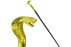 Nicky Bigs Novelties Snake Staff Gold 49 inch Voodoo Cobra Snakes Cane Anibus Egyptian Ankh Pharaoh Staffs Wizard Witch Scepter Wand Halloween Cosplay Costume Accessory Adjustable Size for Adults