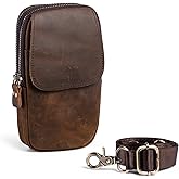 Ranboo Leather Cell Phone Holster Case with Belt Clip Fits for iPhone 17 Pro Max 16 Pro Max 15 Pro Max 14 Pro Max Samsung Galaxy S25 Ultra S24 Ultra Belt Pouch Crossbody Purse Shoulder Bag (Coffee)