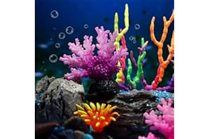 LPFLASAT Fish Tank Decorations Aquarium Decor Plants Fluorescent Staghorn Coral Reef Decor Glowing Fish Tank Decorations Betta Fish Tank Decor(Purple)