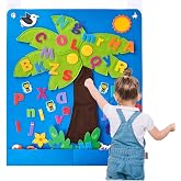 CHEFAN Felt Letter Tree, Felt Story Board for Home Classroom Play | Felt coconut tree with letters and numbers for hands-on learning, storytelling and classroom activities, Early Education