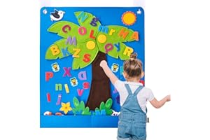 CHEFAN Felt Letter and Number Tree, Coconut Tree Alphabet Game, Felt Story Board Set for Early Education Storytelling, Flannel Board for Wall Teaching Home Classroom Play