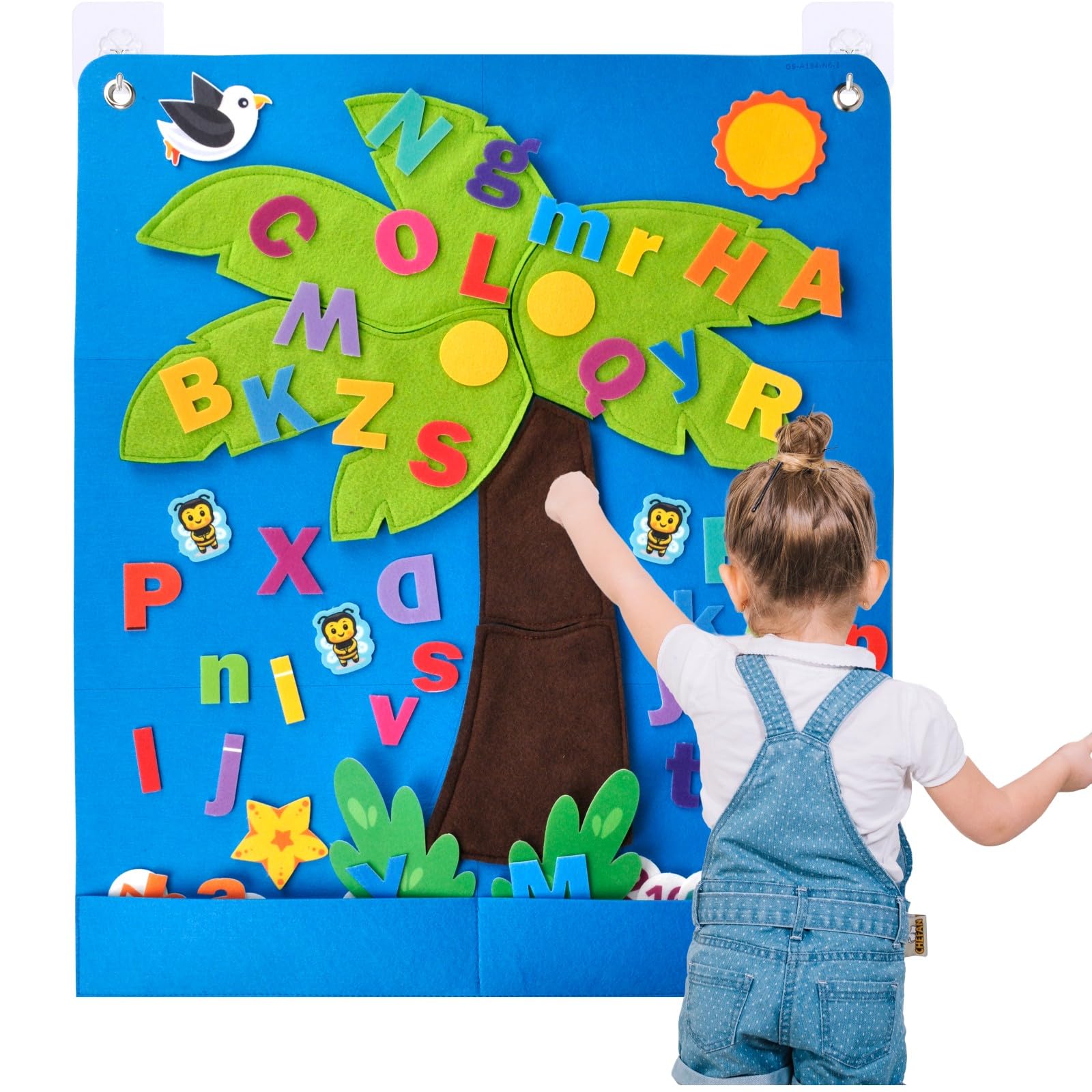 Photo 1 of CHEFAN Felt Letter and Number Tree, Coconut Tree Alphabet Game, Felt Story Board Set for Early Education Storytelling, Flannel Board for Wall Teaching Home Classroom Play