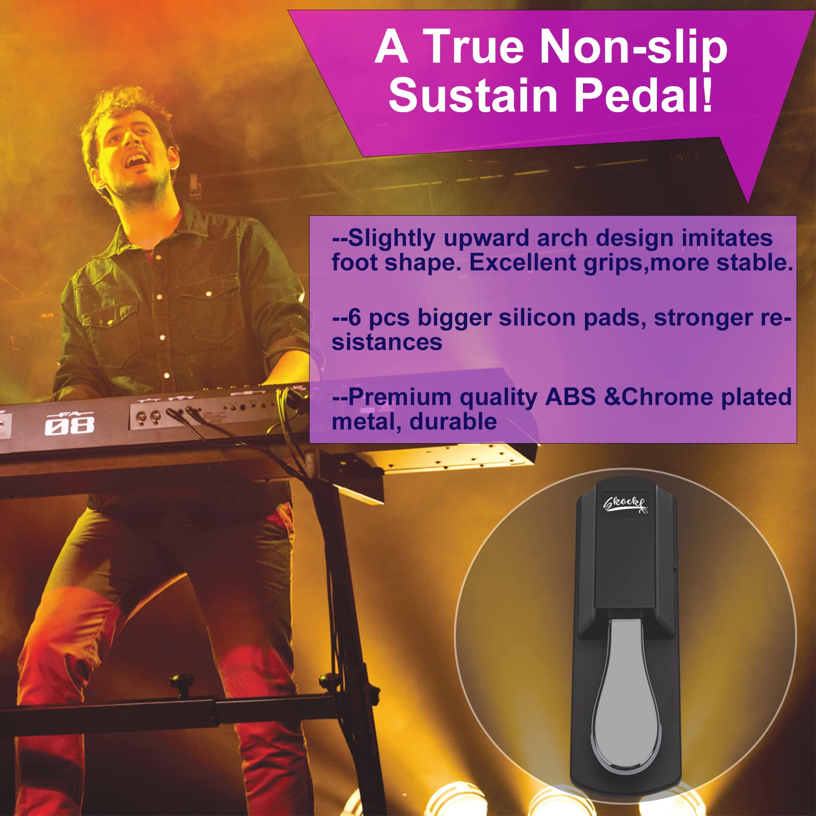 Skoekf Universal Sustain Pedal for Keyboard Digital Pianos