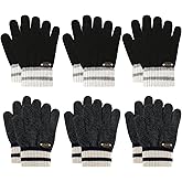 POMIJIAN Kids Knit Gloves Boys Winter Warm Gloves Girl Stretchy Soft Glove Toddler Full Finger Mittens for Children