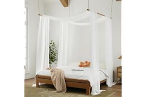 Hptmus Canopy Bed Curtains - 2 Panel Canopy for Bed in 52 x 228 Inch White Sheer Scarf Bed Canopy Drapes Bed Canopy Curtains Luxury Sheer Bed Canopy Scarf for Adult Girls Room Decor(Queen&Full,White)