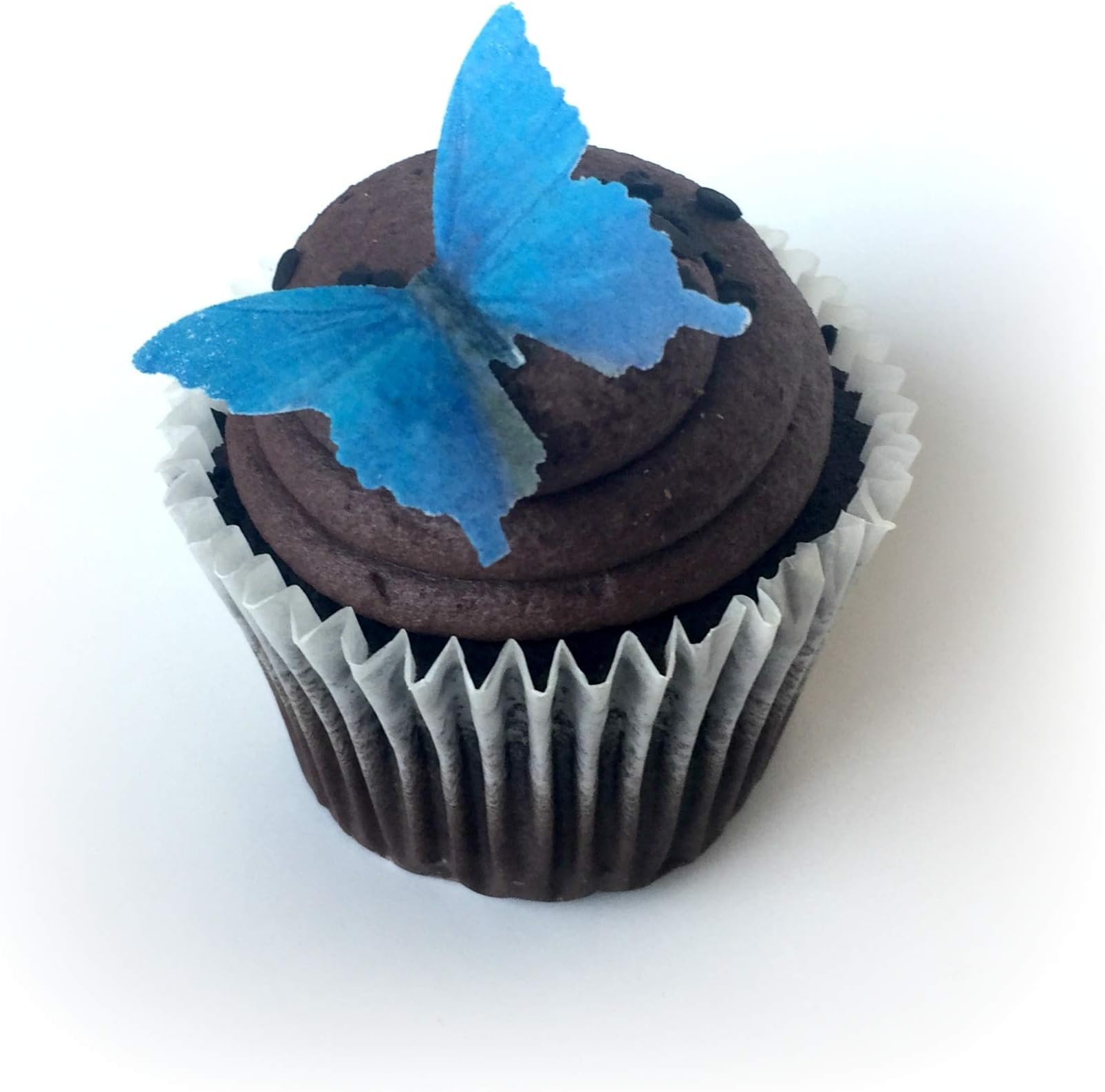 Blue Wafer Paper Butterflies 1.75 Inch for Decorating Desserts Cupcakes Wedding Cakes Pack of 12