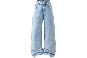Girls Baggy Jeans Wide Leg Vintage High Waist Denim Pants Teen Kids Straight Washed Streetwear Y2k Denim Trousers