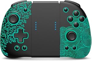 FUNLAB Luminous Switch Controller Compatible with Nintendo Switch/OLED, Ergonomic Joypad Controller for Handheld Mode with 7 LED Colors/Paddle/Turbo - Black