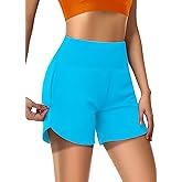 MIVEI Womens' 5" Swim Shorts Tummy Control Quick Dry Swimsuit Bottom High Waist Loose Fitting with Zipper Pocket Liner UPF50+