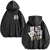 Zoemghc Graphic Hoodies for Men Vintage Hoodie Funny Oversize It Is What It Is Streetwear Hooded Sweatshirt Pullover Tops