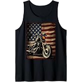 Motorcycle USA Flag Retro Biker Tank Top