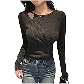 SHENHE Women's Long Sleeve Button Wrap Top Ribbed Fall Dressy Going Out Knit Shirt Top