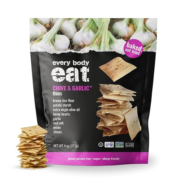 EVERY BODY EAT SNACK CRACKER THINS, CHIVE &...