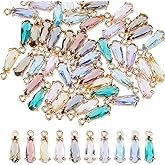 Hobbspring 50pcs Faceted Glass Charms 10 Colors Teardrop Crystal Pendants Teardrop Beads Charms with Golden Brass Loops for Jewelry Making Necklace Bracelets Earrings Making DIY Crafts