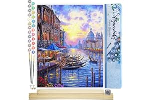 Figured'Art Paint by Numbers Kit for Adults The Grand Canal of Venice 16"x20" - Craft Art Painting Rolled Canvas with DIY Wooden Frame