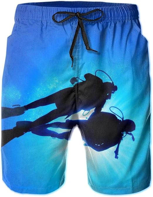 BBggyh Scuba Diving Men's Beach Board Shorts Swim Trunks Quick Dry