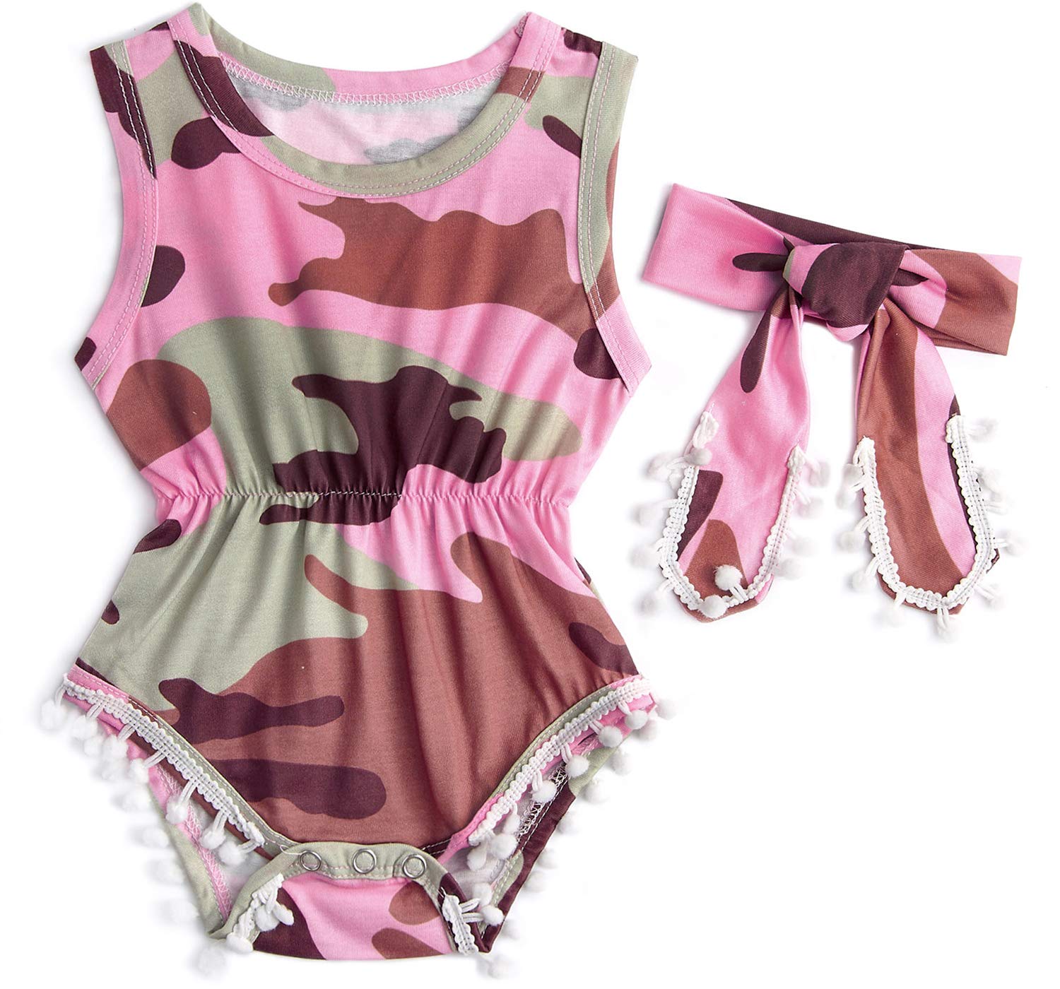 BFUSTYLE Kids Camo Graphics Coveralls Baby Girl Rompers Bodysuits Costume 2PCS 5 Months