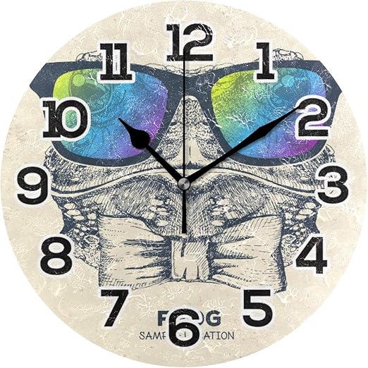 Bonipe Bonie Hipster Reloj De Pared Con Diseno De Rana Con Gafas