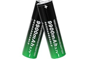 BENKIA 18650 Rechargeable Battery 9900mAh High Capacity 3.7Volt 18650 Batteries Rechargeable Flat Top 2 Pack for LED Flashlight Headlamp