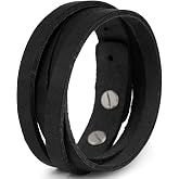 Simaru Genuine Italian Leather Bracelet for Men, Adjustable Double-Wrap Wristband, Vegetable-Tanned Leather, Brass Closure, Handmade in Germany, Gift for Him