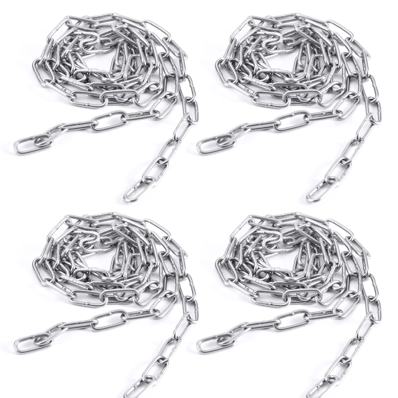 hannger DIY Chain 4 Packs, 3MM 1 Metre Cut Length in Metal Chain, Stainless Steel Chains Corrosion & Rust Resistant Heavy Duty Steel Chain for Anti-Theft/Lift Chains/Pet Dog/Decorative/Guardrail