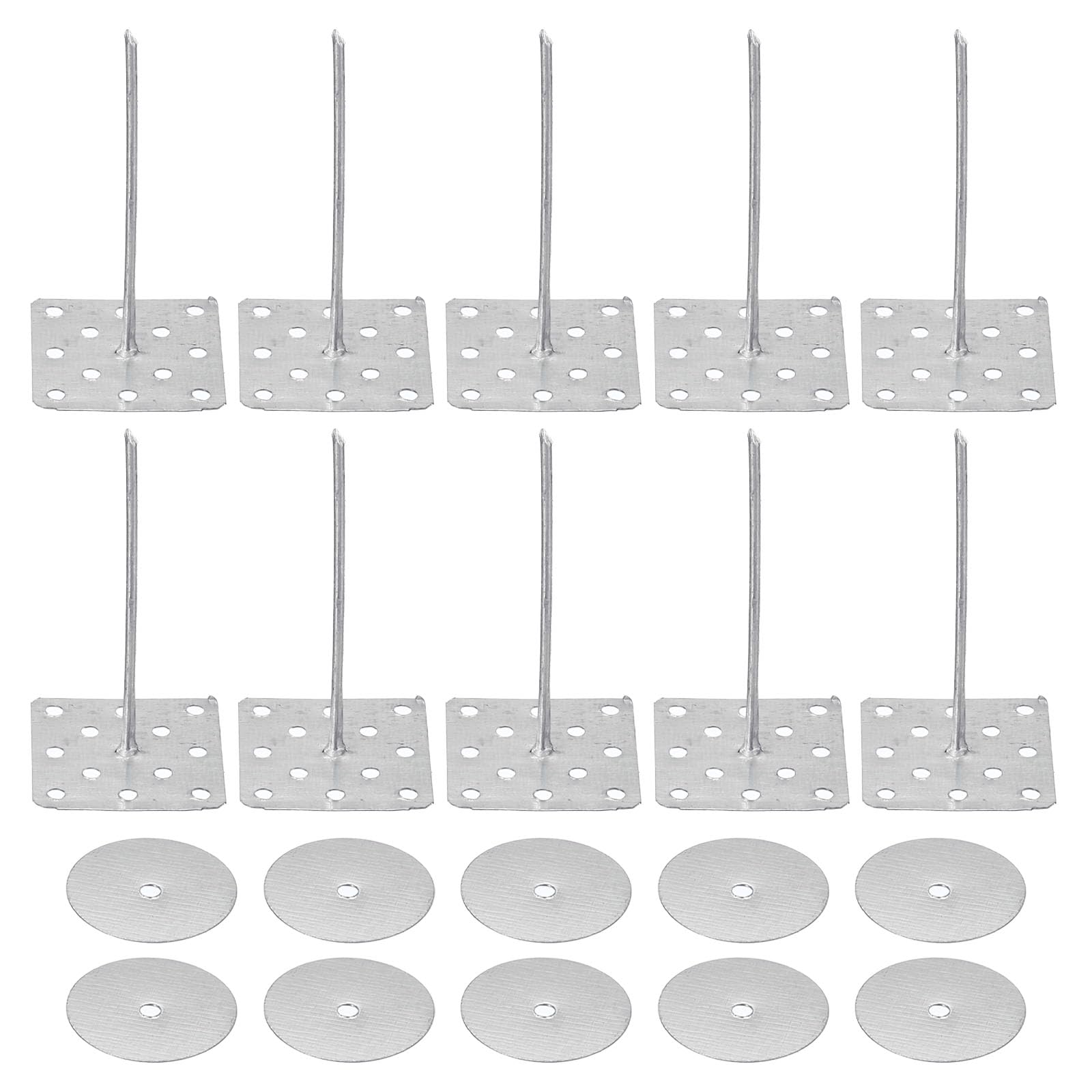 PATIKIL 2 Inch Perforated Insulation Pins with Round Washers, 50 Pack Aluminum Insulating Nails Wall Plug for Fixing Foam Boards to Wall or Ceiling