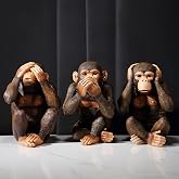 TCIUXYQ 3 Monkey Statues-Hear No Evil See No Evil Speak No Evil 3 Wise Monkeys Sculpture for Home Decorations,Large Monkey Statue Office Decor for Men,Decoration Ornaments for Living Room,Shelf