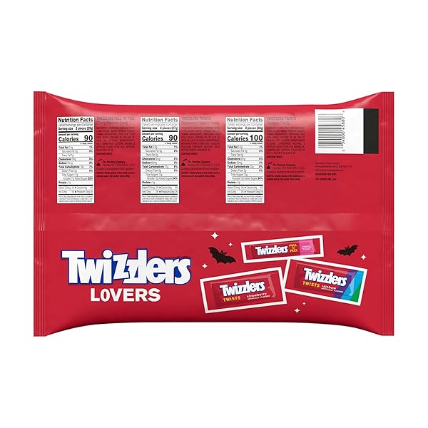 TWIZZLERS ASSORTED FRUIT FLAVORED SNACK SIZE CHEWY, HALLOWEEN CANDY BAG, 25.3 OZ (60 PIECES)