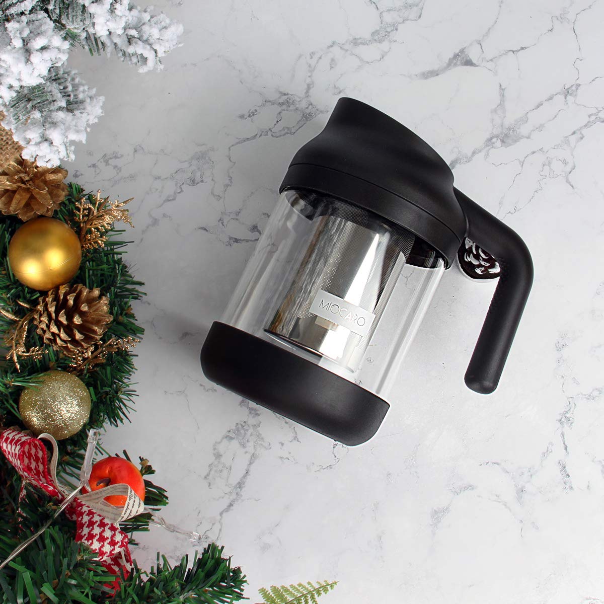 MIOCARO Cold Brew Ice Coffee Maker Stainless Steel Strainer Large 38 Oz Juice Tea Cooler