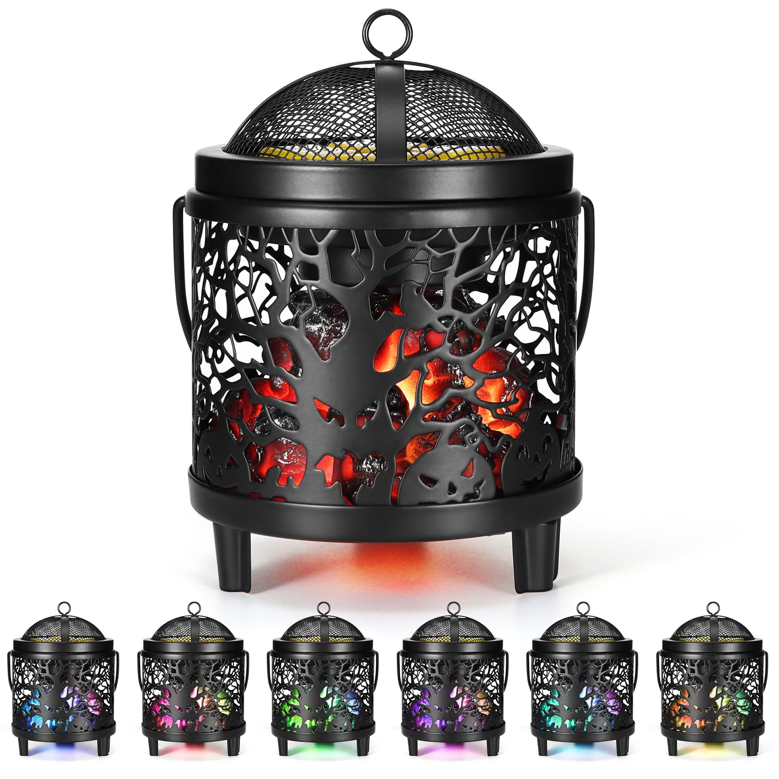 Electric Wax Melt Warmer, Skull Pattern 4-in-1 Oil Burner Electric Candle Wax Warmer Burner Melter with 7 Colors LED Changing Light, Wax Melt Burner