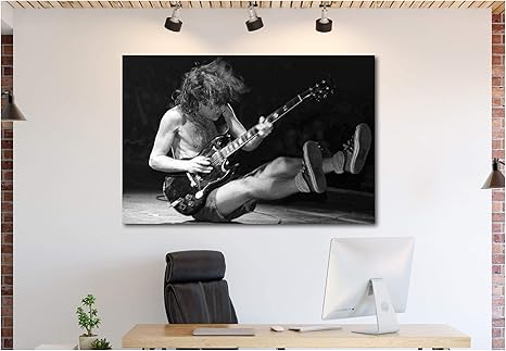 Amazon Com Acdc Angus Young Canvas Wall Art Print Various Sizes 12x18inch Framed Posters Prints