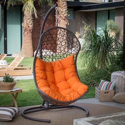 Brown Resin Wicker Hanging Egg Swing Chair with Mozambique Ubuy