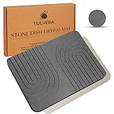 Stone Dish Drying Mat for Kitchen Counter – Diatomaceous Earth Drying Mat | Fast-Absorbing, Minimalist Design, Durable Diatomite | Non-Slip, Heat Resistant, Easy-to-Clean | 16"x12" | USA Brand