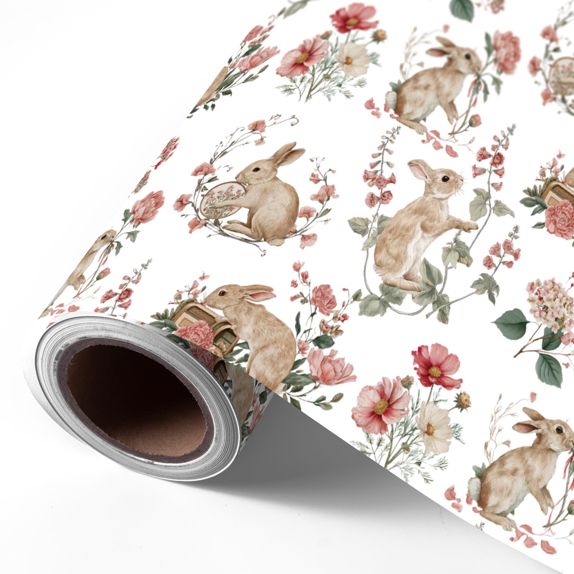 Photo 1 of WRAPLULU Bunny Wrapping Paper Roll - 17.5 Inches * 26 Ft. - Watercolor Floral Gift Wrap, Perfect for Easter Spring Wedding Birthday Baby Shower Mother's Day Valentine’s Day