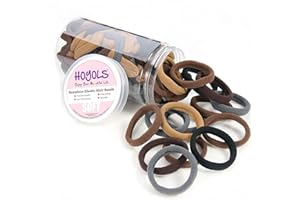 HOYOLS 100pcs Brown Seamless Elastic Hair Ties – Soft Thick Cotton Ponytail Holders No Damage No Crease Hair Bands for Women 