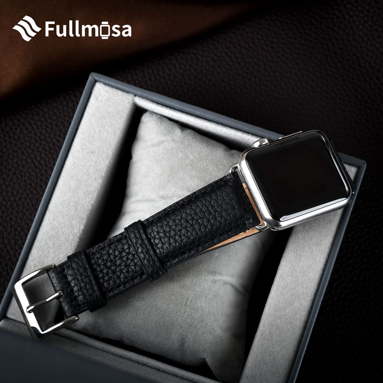 Fullmosa Leather Bands Compatible Apple Watch Band 38mm 40mm 41mm 42mm 44mm 45mm 49mm, Dressy Chic iWatch Strap with Case for iWatch Series 9 8 7 6 5 4 3 2 1 SE Ultra 2 1 for Women